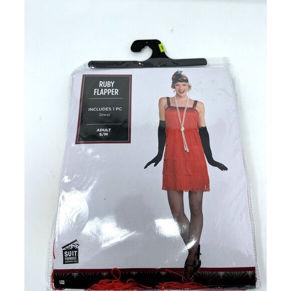 Ruby Flapper Halloween Costume for Women, Gatsby Ruby Red dress NEW S/M NEW - Picture 1 of 8